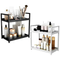 Shelfy Glide 2-tier under-sink organizer with sliding lower basket, hooks and hanging cups